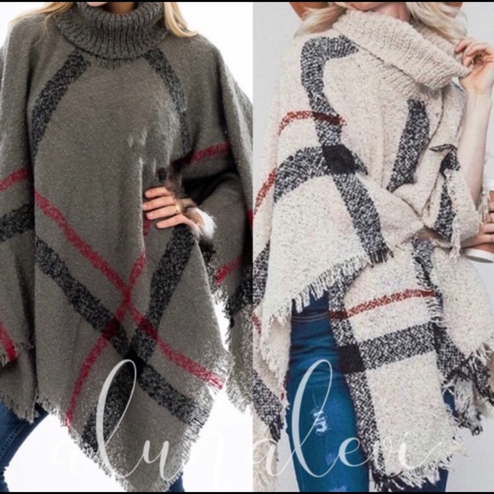 Plaid poncho